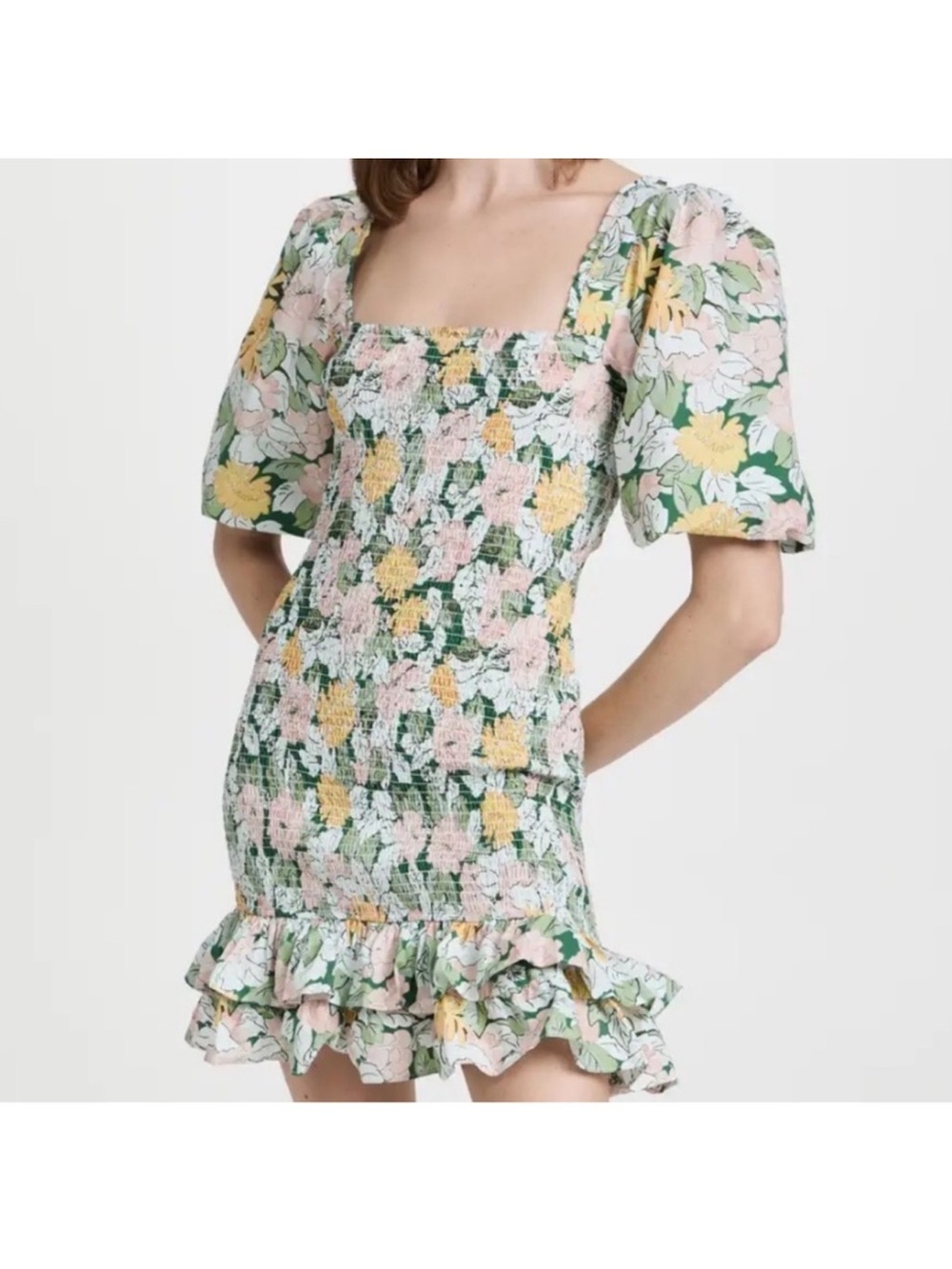 NWT ByTimo Festive Cotton Smocked Floral Minidress - Size Large